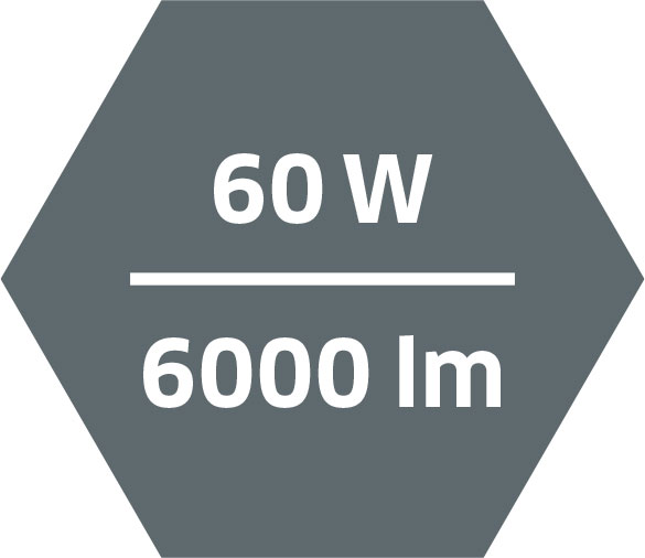 Leuchtmittel: 60 W COB LED, 6000 lm