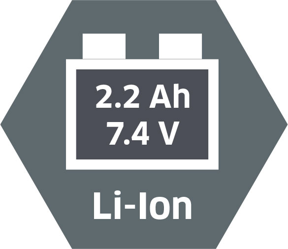 High-quality and maintenance-free: Li-Ion battery 2.2 Ah, 7.4 V