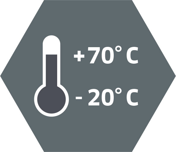 Geeignet für den Betrieb bei Temperaturen von -20 °C bis +70 °C