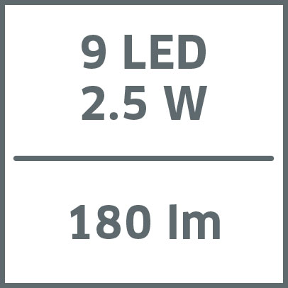 9 LED 2.5 W 180 lm